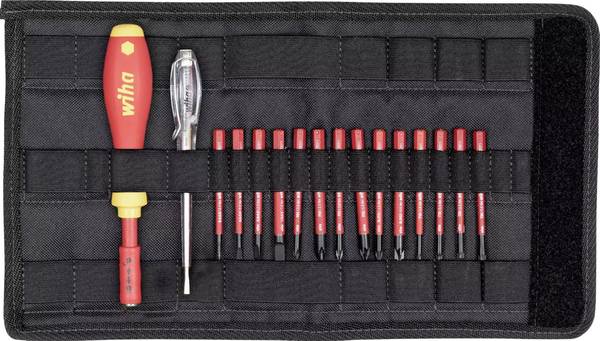 Wiha VDE-Wechselklingensatz 16tl sV 14 Bits,Griff,Spannungsprüfer Wisselklingset 16-delig Plat, Kruiskop Phillips, Kruiskop Pozidriv, Plus/minus, Binnen-Torx VDE