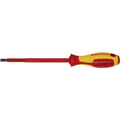 Een geïsoleerde schroevendraaier met een rood en geel handvat, voorzien van het opschrift 'Knipex'.