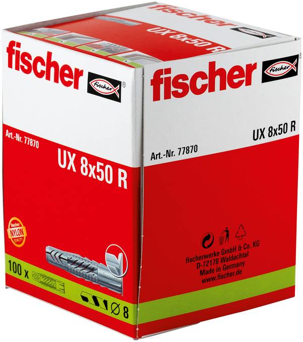 Fischer 77870 UX 8 x 50 R Universele pluggen 50 mm 8 mm 100 stuk(s)