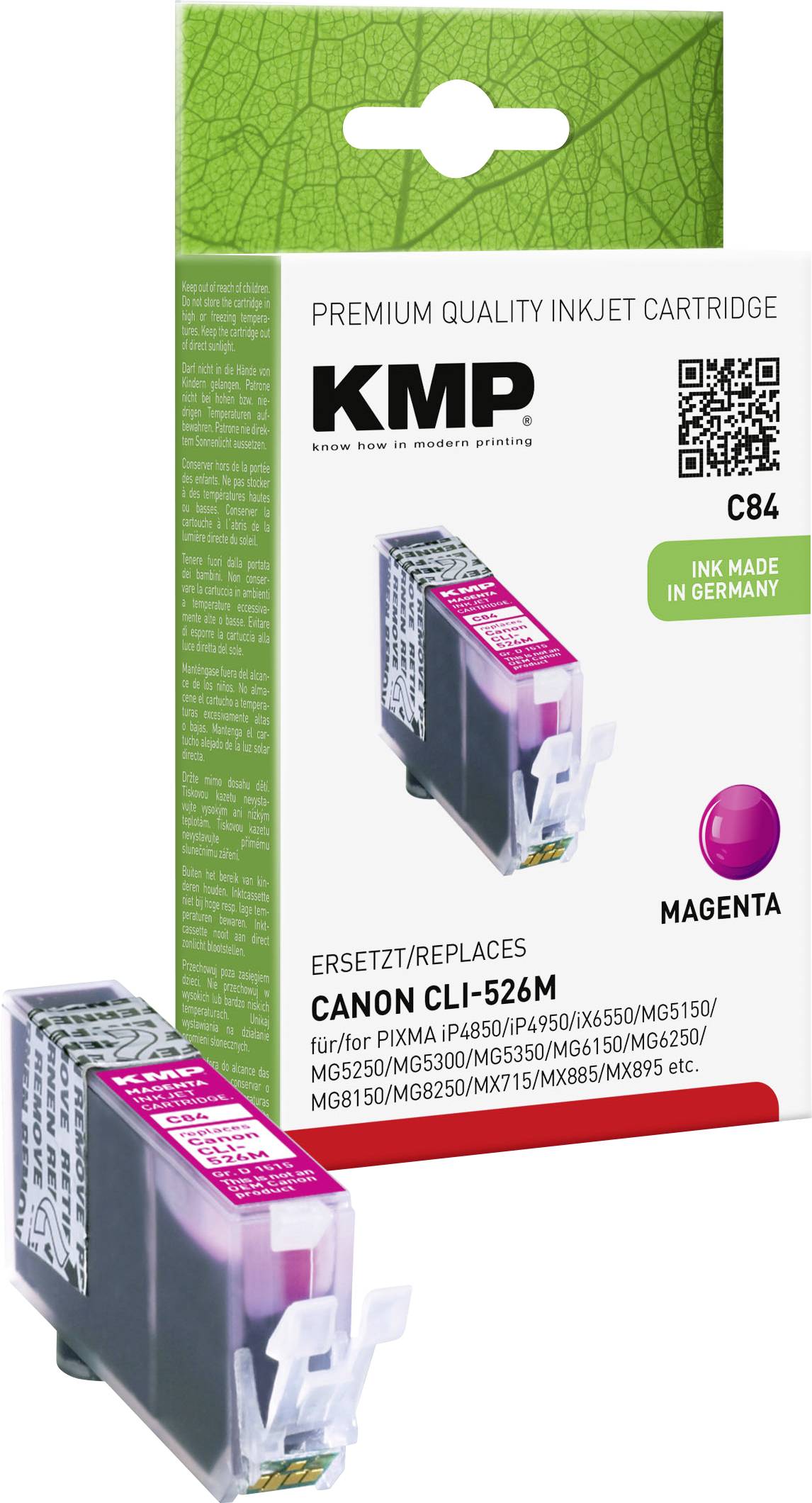 KMP Inktcartridge vervangt Canon CLI-526M Compatibel Magenta C84 1515,0006