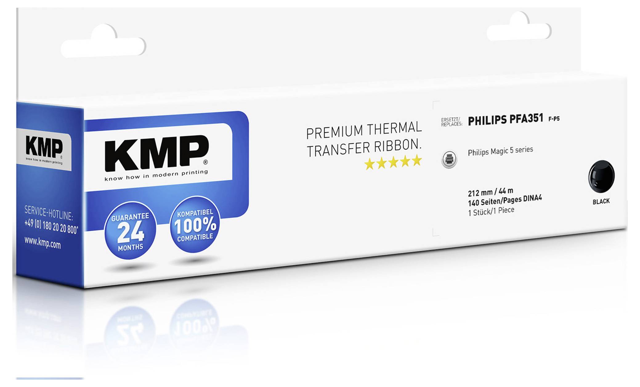 KMP Thermo-transferrol voor fax vervangt Philips PFA 351 Compatibel 140 bladzijden Zwart 1 stuk(s) F-P5 71000,0022-1