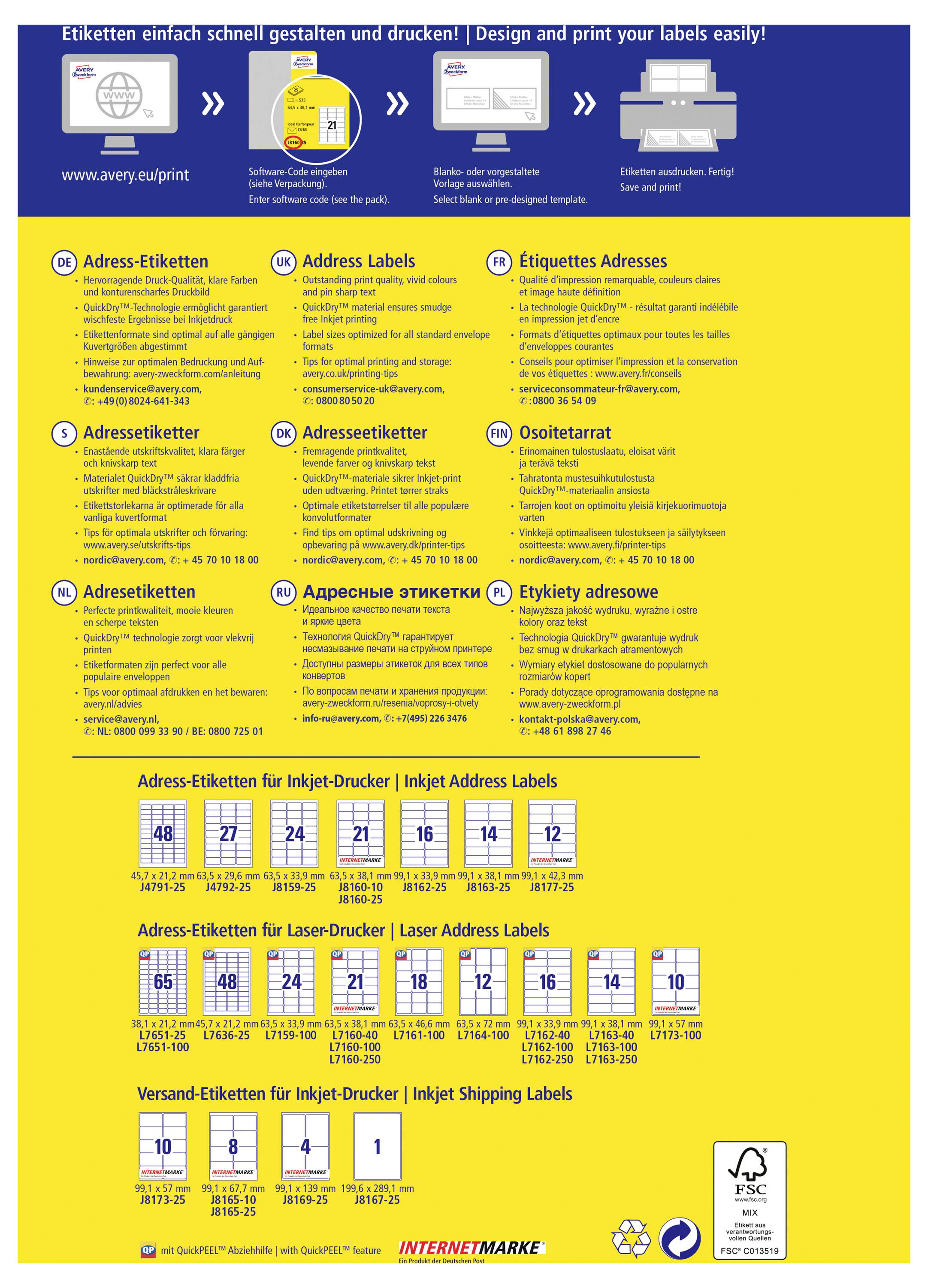 Avery-Zweckform Adresetiketten J4792-25 (N/A ),Wit, Rechthoek, Afgeronde hoeken, 675 stuk(s), Permanent hechtend-9
