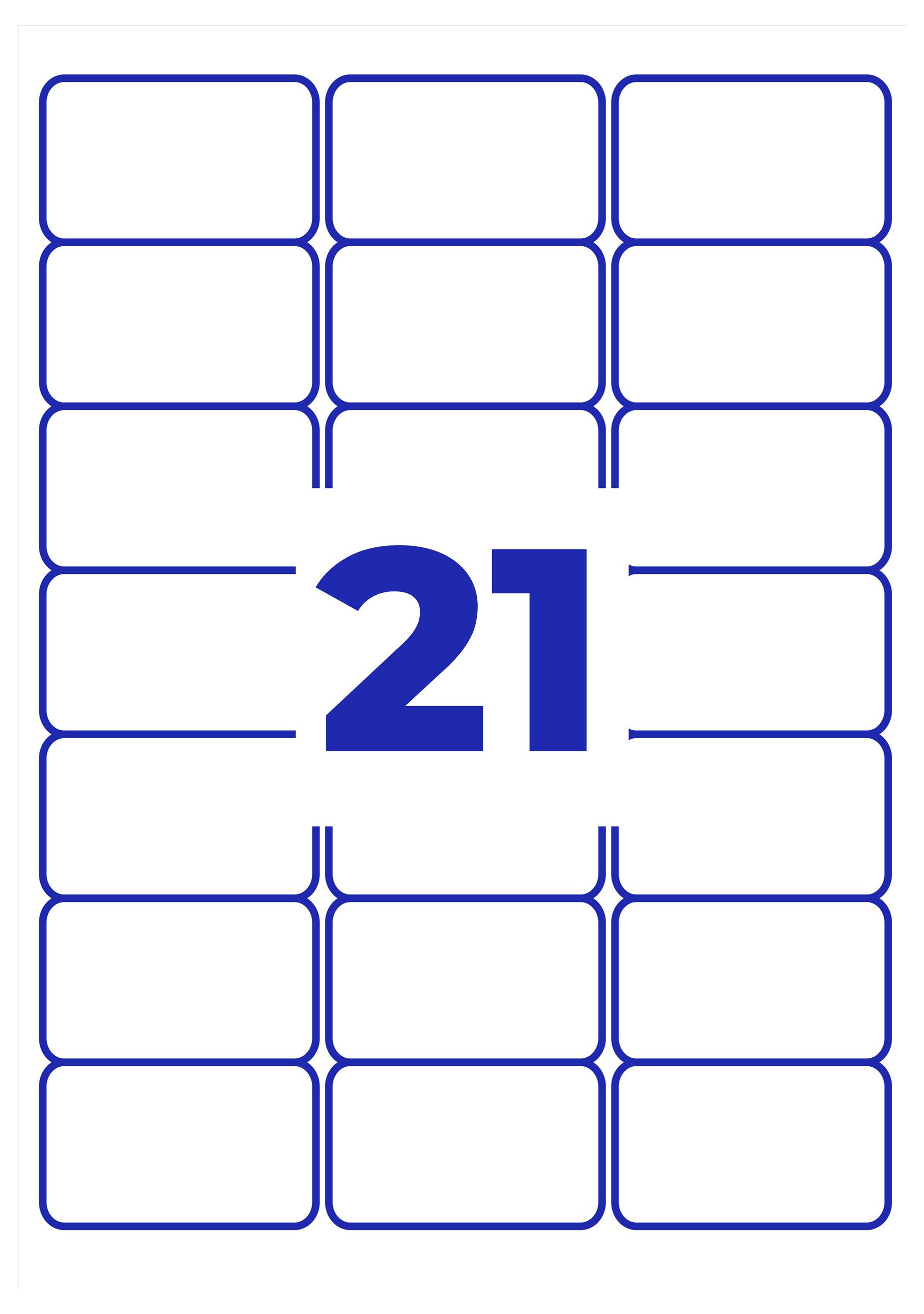 Kalenderblad met het getal '21' in het midden, omringd door lege datumvelden.
