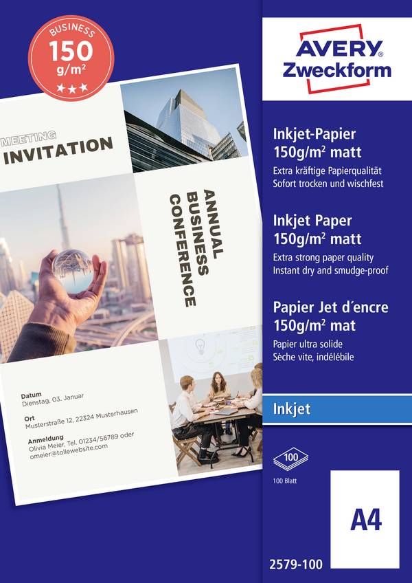 Avery-Zweckform Superior Inkjet Paper 2579-100  Inkjet printpapier DIN A4 150 g/m² 100 vellen Wit