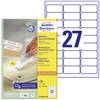 Avery-Zweckform L4737REV-100 Universele etiketten 63.5 x 29.6 mm Papier Wit 2700 stuk(s) Weer verwijderbaar Inkjet, Laser (zwart/wit), Laser (kleur), Kopiëren (zwart/wit), Kopiëren (kleur), Handschriften