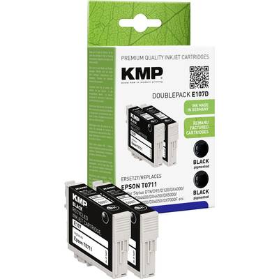 'KMP T0711 Inktpatronen, Zwart, Dubbelpak. Vervangt Epson T0711. Geproduceerd in Duitsland. Geschikt voor verschillende Epson printermodellen.'