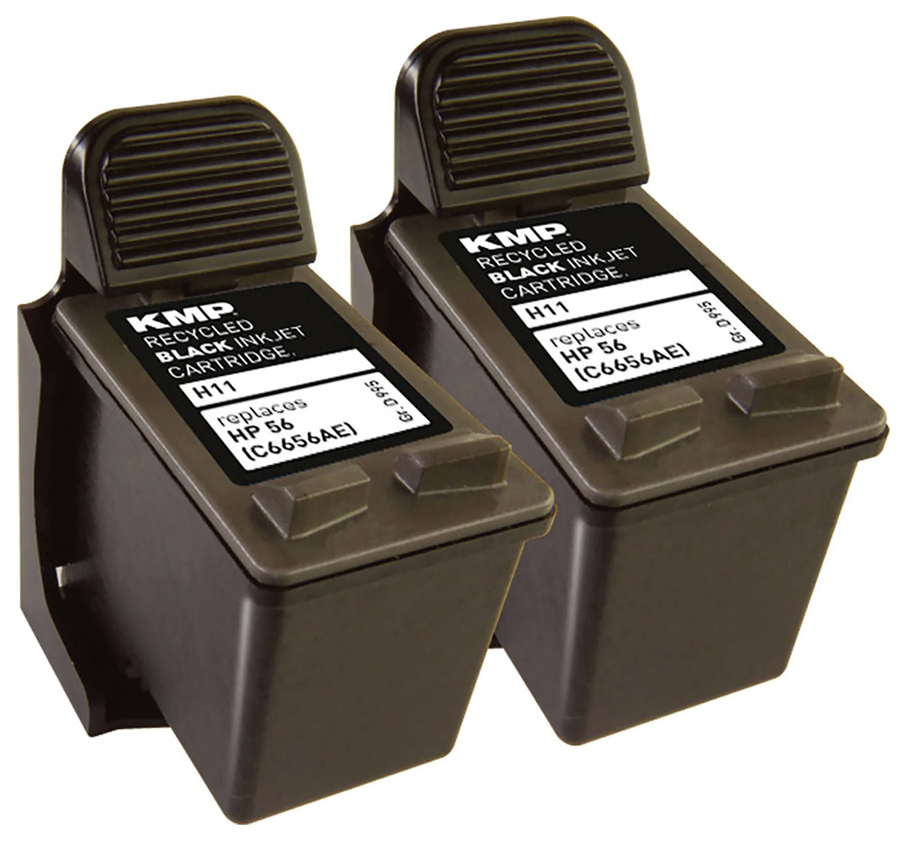 KMP Inktcartridge vervangt HP 56, C6656AE Compatibel 2-pack Zwart H11D 0995,4021-2
