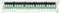 Een patchpanel met zes componenten, elk met groene printplaten en witte poorten, gemonteerd in een wit behuizing.