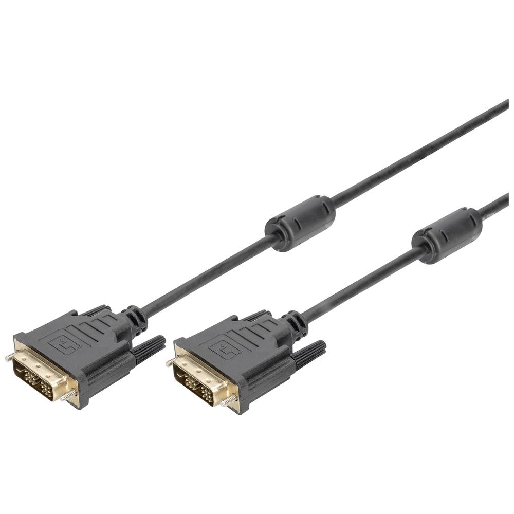 Digitus DVI Aansluitkabel DVI-D 18+1-polige stekker, DVI-D 18+1-polige stekker 5.00 m Zwart AK-320100-050-S Schroefbaar DVI-kabel