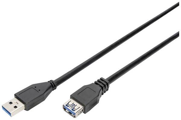 Digitus AK-300203-030-S USB-kabel USB 3.2 Gen1 USB-A stekker, USB-A bus 3.00 m Zwart Afgeschermd (dubbel)