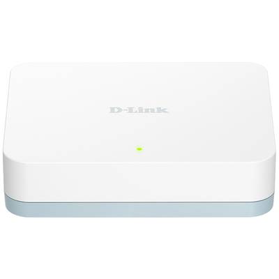 Een witte D-Link router met een groene statusindicator aan de voorkant.