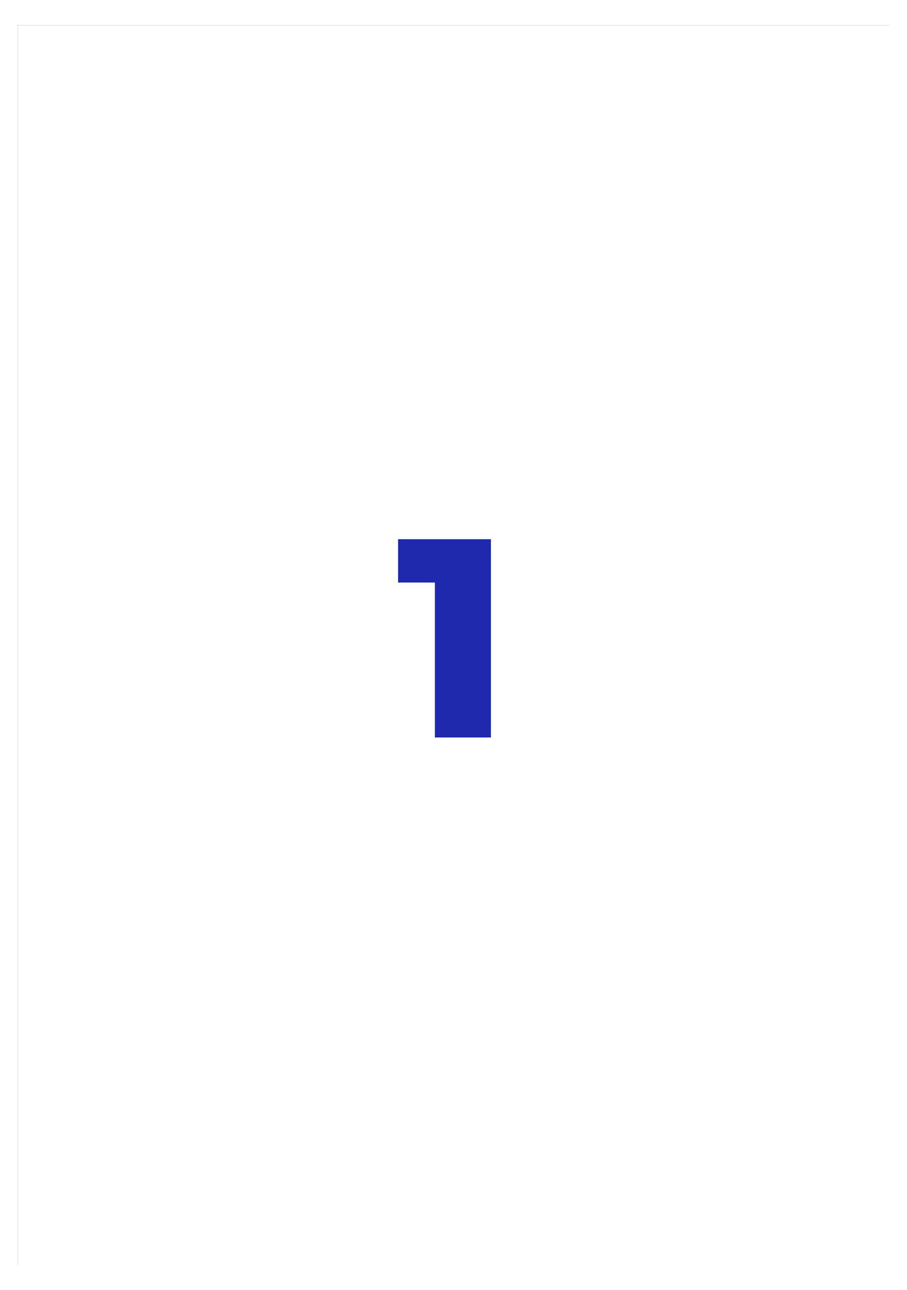 Gecentreerd blauwe getal '1' op witte achtergrond.