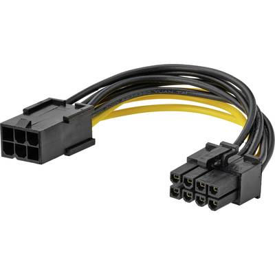 Akasa Stroom Aansluitkabel [1x PCIe-stekker 6-polig - 1x PCIe-stekker 8-polig] 0.10 m Geel, Zwart