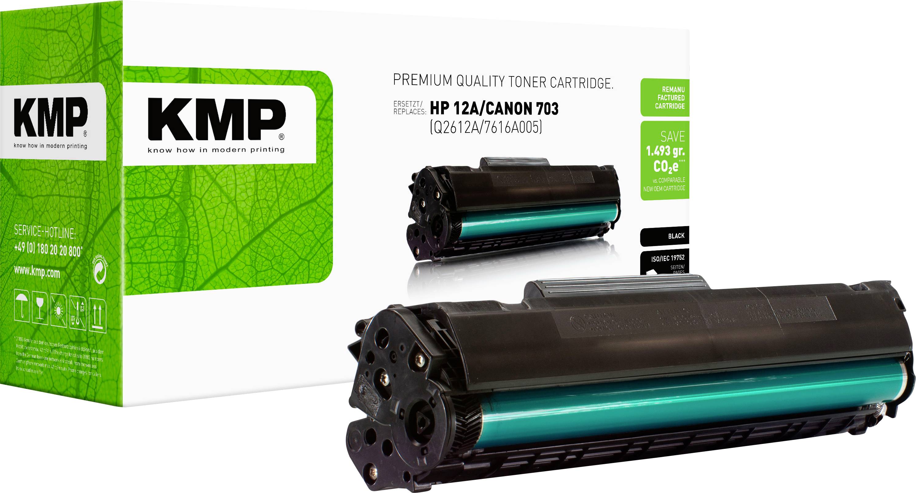 KMP Toner vervangt Canon, HP 12A Compatibel Zwart 2000 bladzijden H-T14 1114,0000