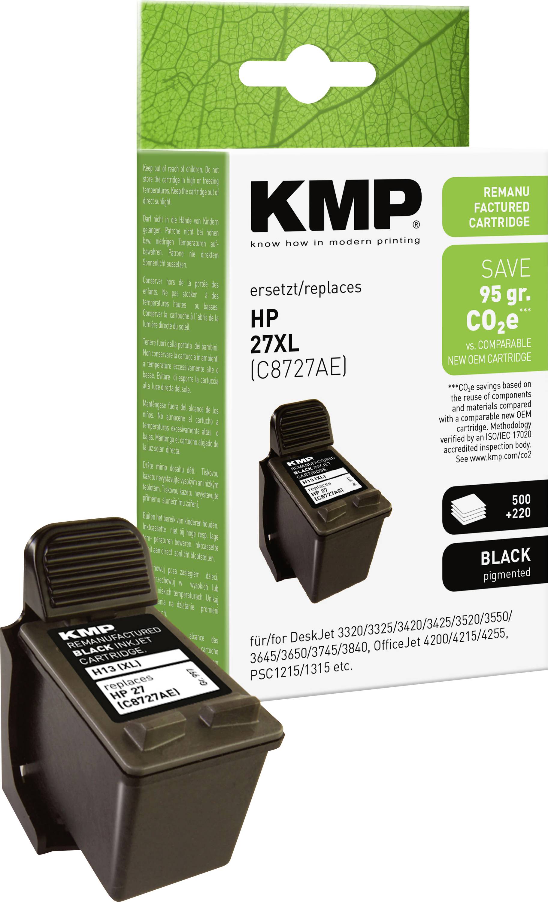 KMP Inktcartridge vervangt HP 27, C8727AE Compatibel Zwart H13 0997,4271