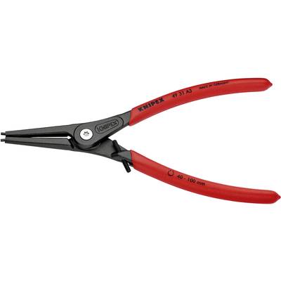 Rode borgveertangenset van Knipex, model 49 31 A3. Geschikt voor borgringen van 40 tot 100 mm, 'Made in Germany'.