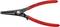Rode borgveertangenset van Knipex, model 49 31 A3. Geschikt voor borgringen van 40 tot 100 mm, 'Made in Germany'.