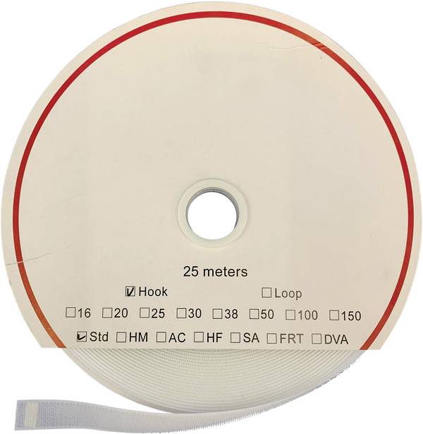 FASTECH® T0103000000225 Klittenband Om vast te plakken Acrylaat Haakdeel (l x b) 25000 mm x 30 mm Wit 25 m