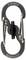 Een metalen S-biner clip met een Microlock mechanisme, voorzien van twee gepoortde haken voor veilige bevestiging en aanhechting.