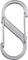 Een S-vormige RVS karabijnhaak met twee verende poorten wordt getoond. De tekst erop luidt 'Nite Ize S-Biner'.