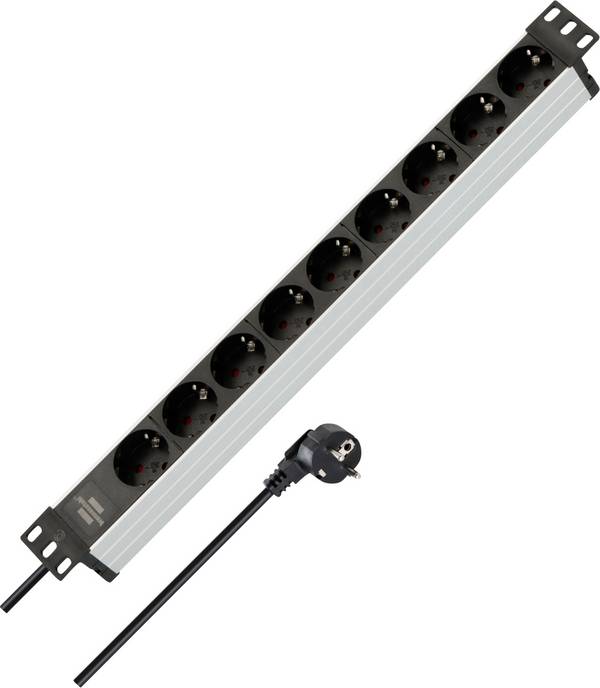 Brennenstuhl 1390007009 Stekkerdoos 19 inch 9-voudig Zilver, Zwart Randaarde stekker 1 stuk(s)