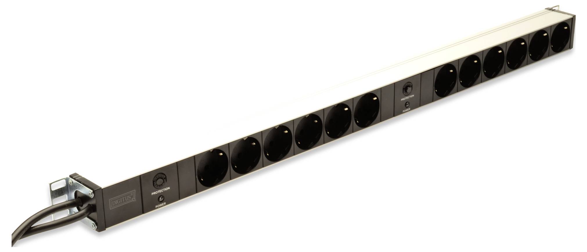 Digitus DN-95405 19 inch Stekkerdoos voor patchkast 1 HE Geaarde contactdoos Zwart-1