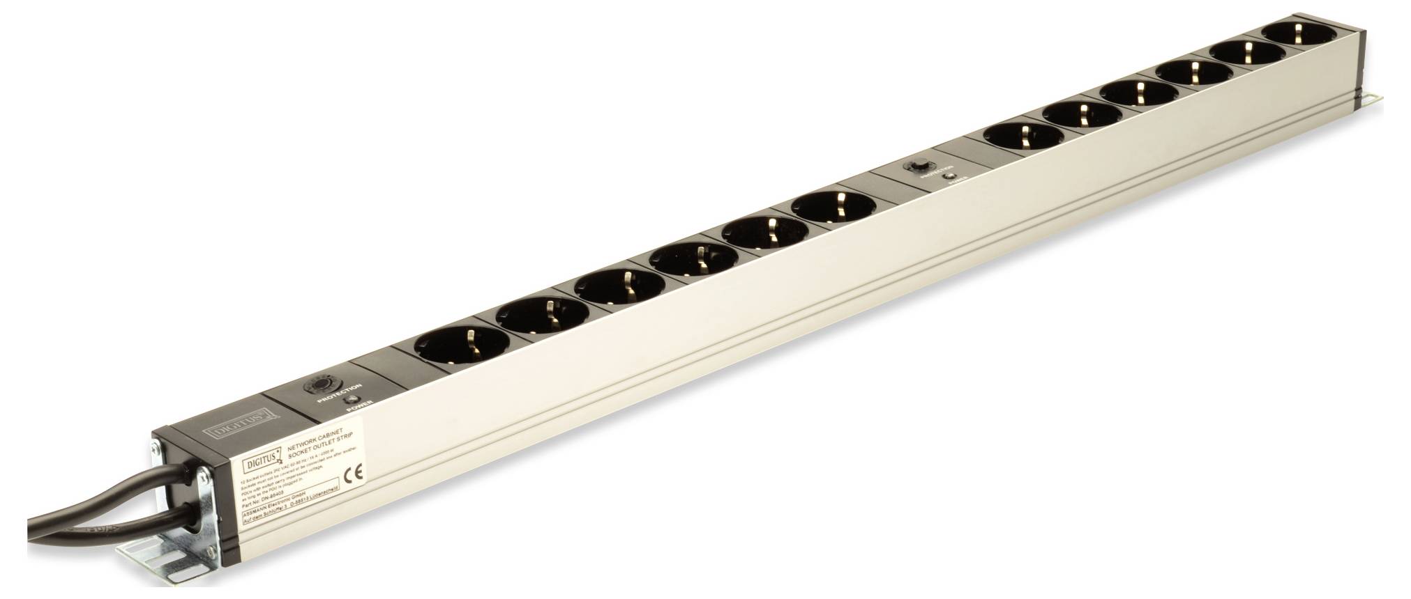 Digitus DN-95405 19 inch Stekkerdoos voor patchkast 1 HE Geaarde contactdoos Zwart-2