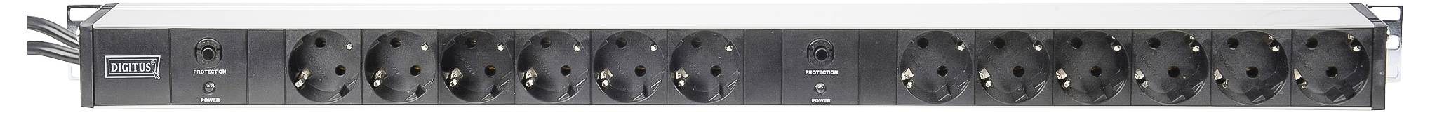 Digitus DN-95405 19 inch Stekkerdoos voor patchkast 1 HE Geaarde contactdoos Zwart-3