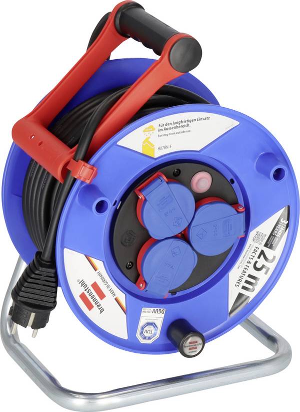 Brennenstuhl 1218350 Kabelhaspel 25.00 m Zwart Randaarde stekker