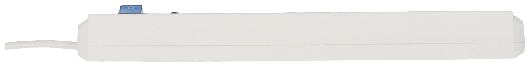 Witte stekkerdoos met meerdere aansluitingen, voornamelijk gebruikt voor stroomverdeling.