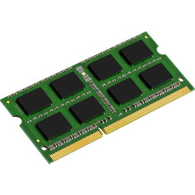 Een groen RAM-module met acht zwarte chips en gouden contactstrips, gebruikt voor tijdelijke gegevensopslag in computers.