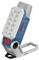 Een Bosch werklamp met negen LED-lampen, een blauwe en zilveren behuizing, en een draaibaar lampenkop, ontworpen voor professioneel gebruik.