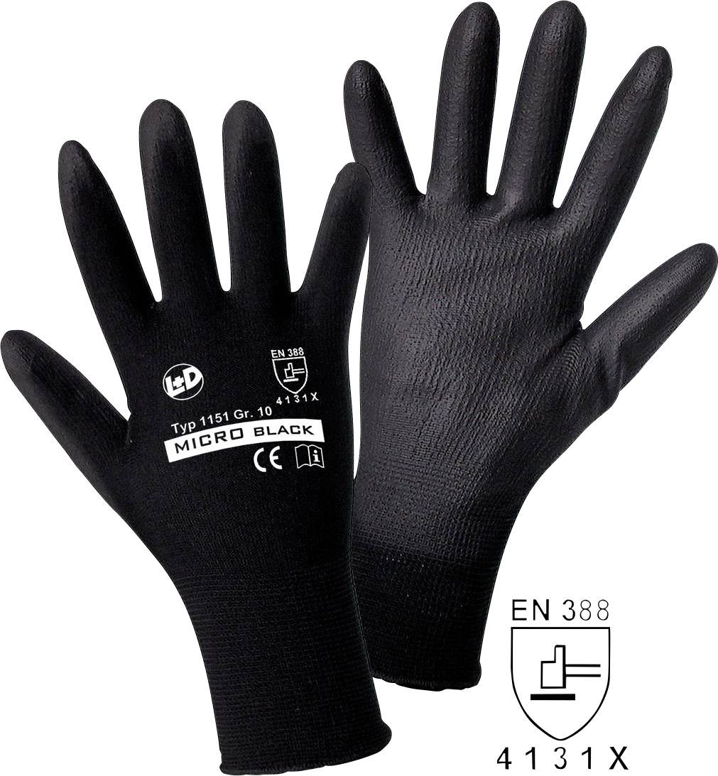 Leipold Doehle MICRO black Nylon-PU 1151-L Werkhandschoen Nylon Maat (handschoen): 9, L EN 388:2016 Cat II 1 stuk(s)