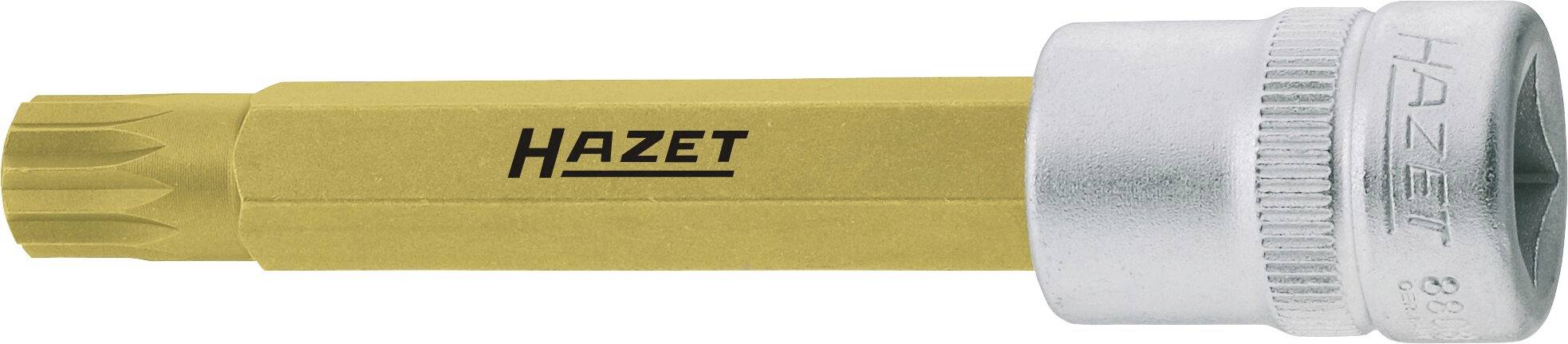 'Lange schroevendraaierbit van het merk Hazet, gouden steel, zilveren zeskantaansluiting, geschikt voor Torx-schroeven.'