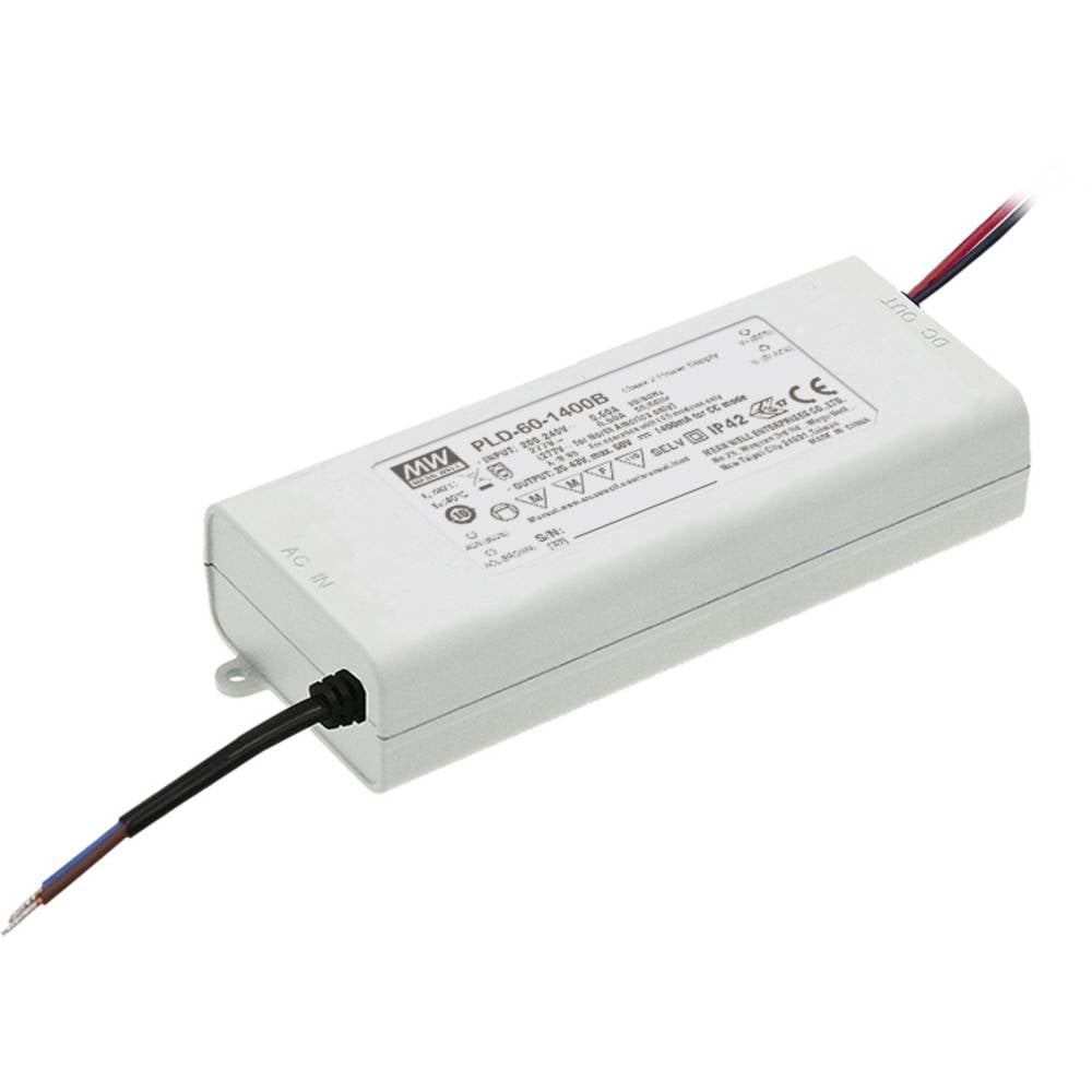 Mean Well PLD-60-1050B LED-driver Constante stroomsterkte 60 W 1.05 A 34 - 57 V/DC Niet dimbaar