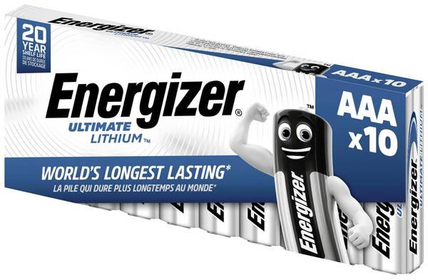 Energizer Ultimate FR03 AAA batterij (potlood) Lithium 1250 mAh 1.5 V 10 stuk(s)