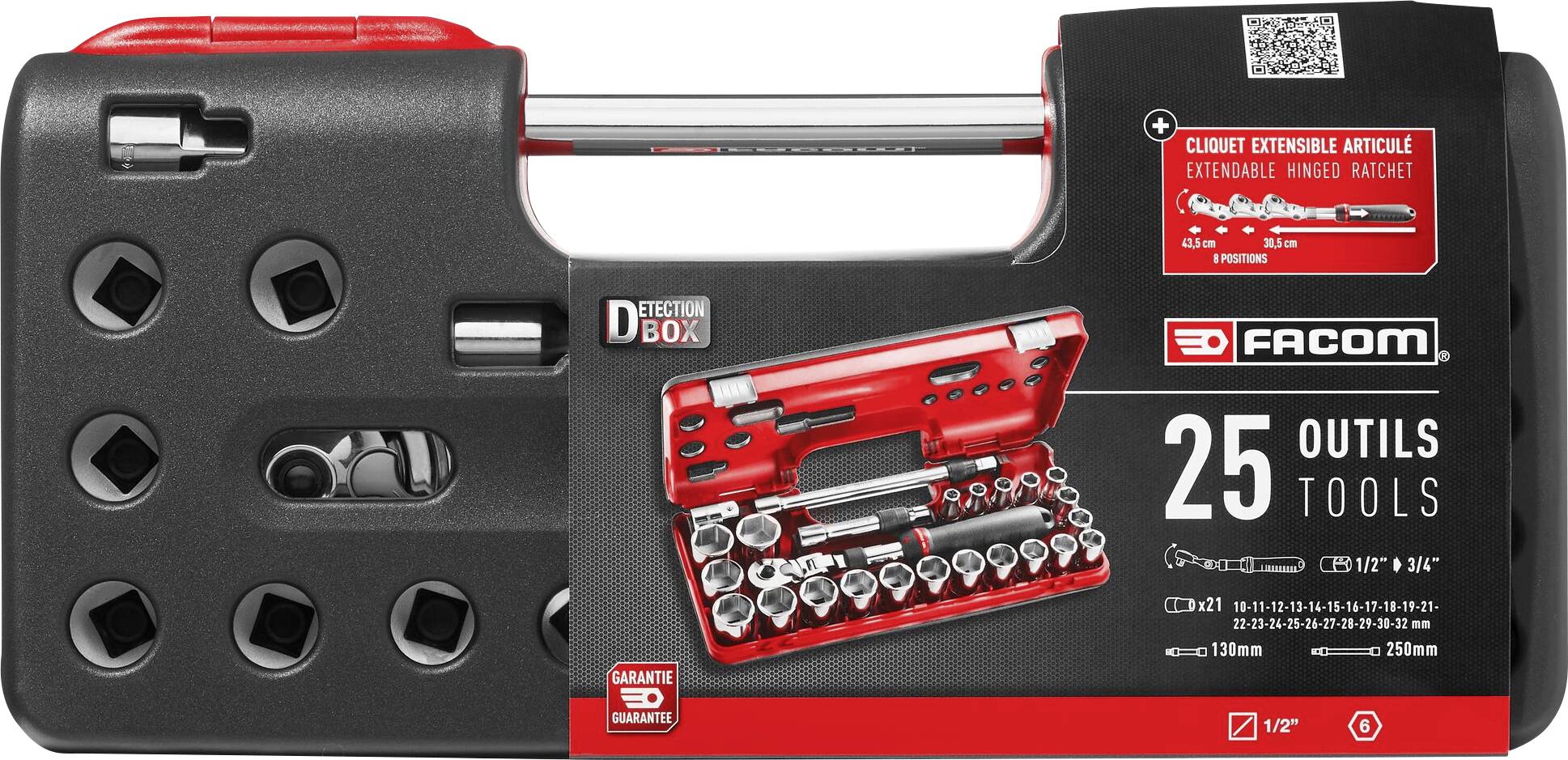 Facom SXL.DBOX3PB Dopsleutelset Metrisch 1/2" (12.5 mm) 25-delig