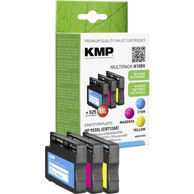 KMP Inktcartridge vervangt HP 933XL, CN054AE, CN055AE, CN056AE Compatibel Combipack Cyaan, Magenta, Geel H105V 1726,4050