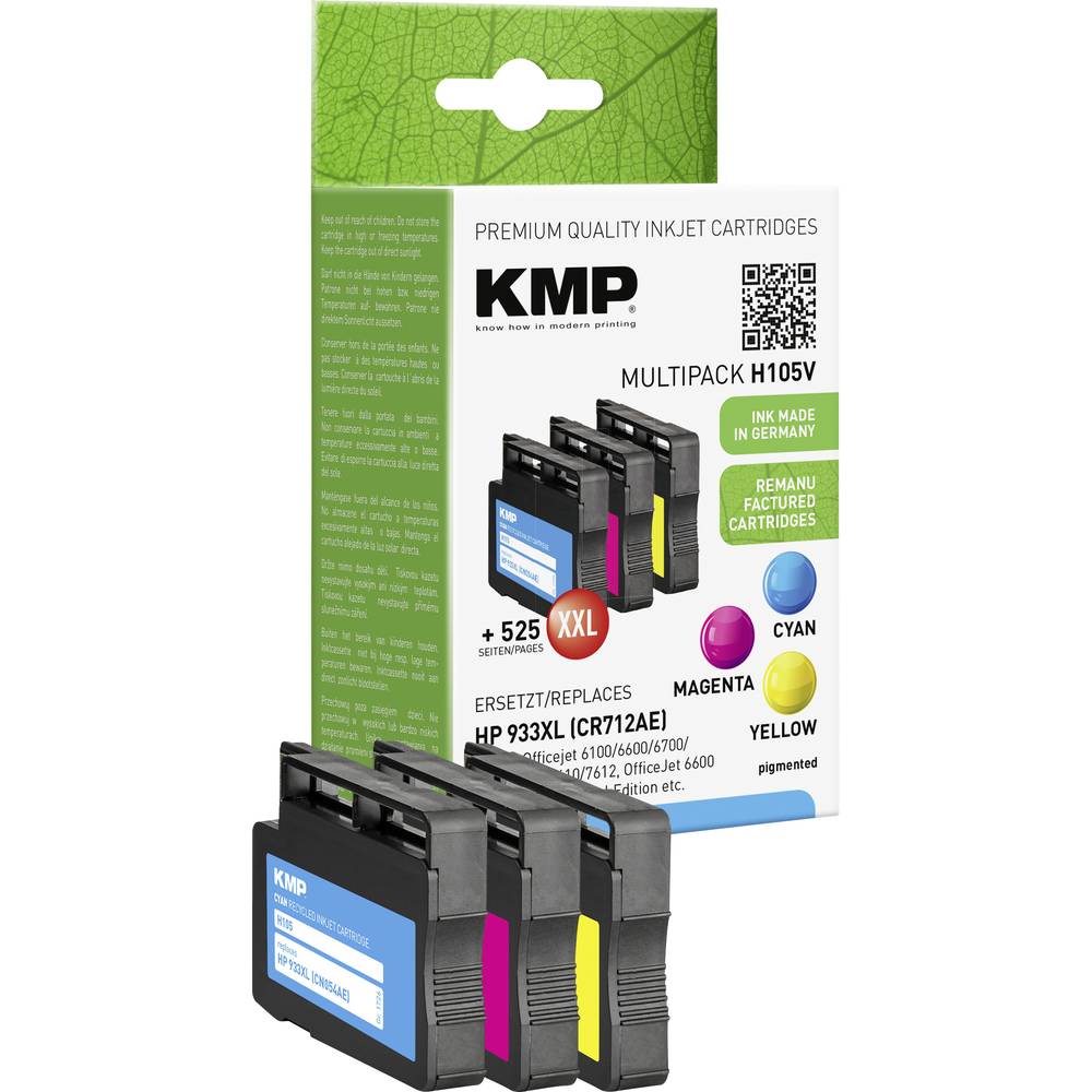 KMP Inkt vervangt HP 933XL Compatibel Combipack Cyaan, Magenta, Geel H105V 1726,4050