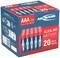 Verpakking met 20 Ansmann AAA 1,5V alkalinebatterijen, geschikt voor apparaten met laag energieverbruik.