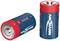 C-alkalinebatterijen met een rood en blauw behuizing, elk voorzien van het 'ANSMANN'-logo.