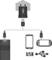 De afbeelding toont een oplader die via een USB-kabel is verbonden met een smartphone en een handheld-apparaat. Het USB-symbool is zichtbaar.