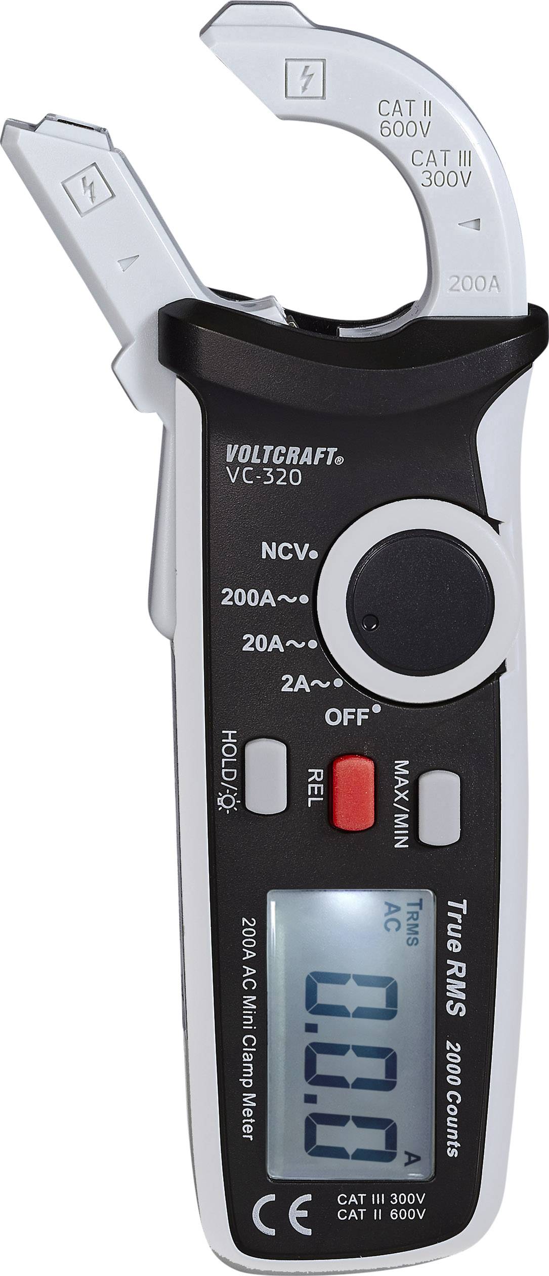 VOLTCRAFT VC-320 Stroomtang Digitaal CAT II 600 V, CAT III 300 V Weergave (counts): 2000-4