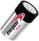 Cilindrische batterij met de tekst 'Energizer MAX'. De batterij is zwart en zilver met een rood logo.