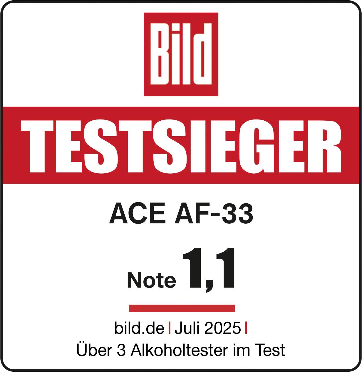 Bekroonde afbeelding voor ACE AF-33 Alcoholtester Donkergrijs 0.00 tot 5.00 ‰ Incl. display