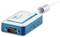 Een blauw-wit USB-naar-CAN-apparaat met aangesloten kabel. Het draagt de opschrift 'IXXAT USB-to-CAN V2'.