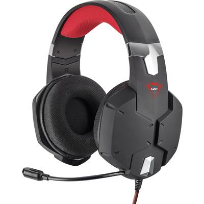 Trust GXT322 Dynamic Headset Over Ear headset  Gamen Kabel Stereo Zwart, Rood  Microfoon uitschakelbaar (mute)