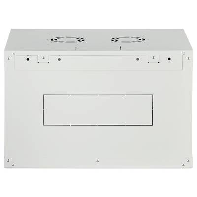 Een grote witte metalen doos met twee ronde ventilatieventilatoren bovenop, waarschijnlijk gebruikt als beschermende behuizing voor elektrische of elektronische apparatuur.