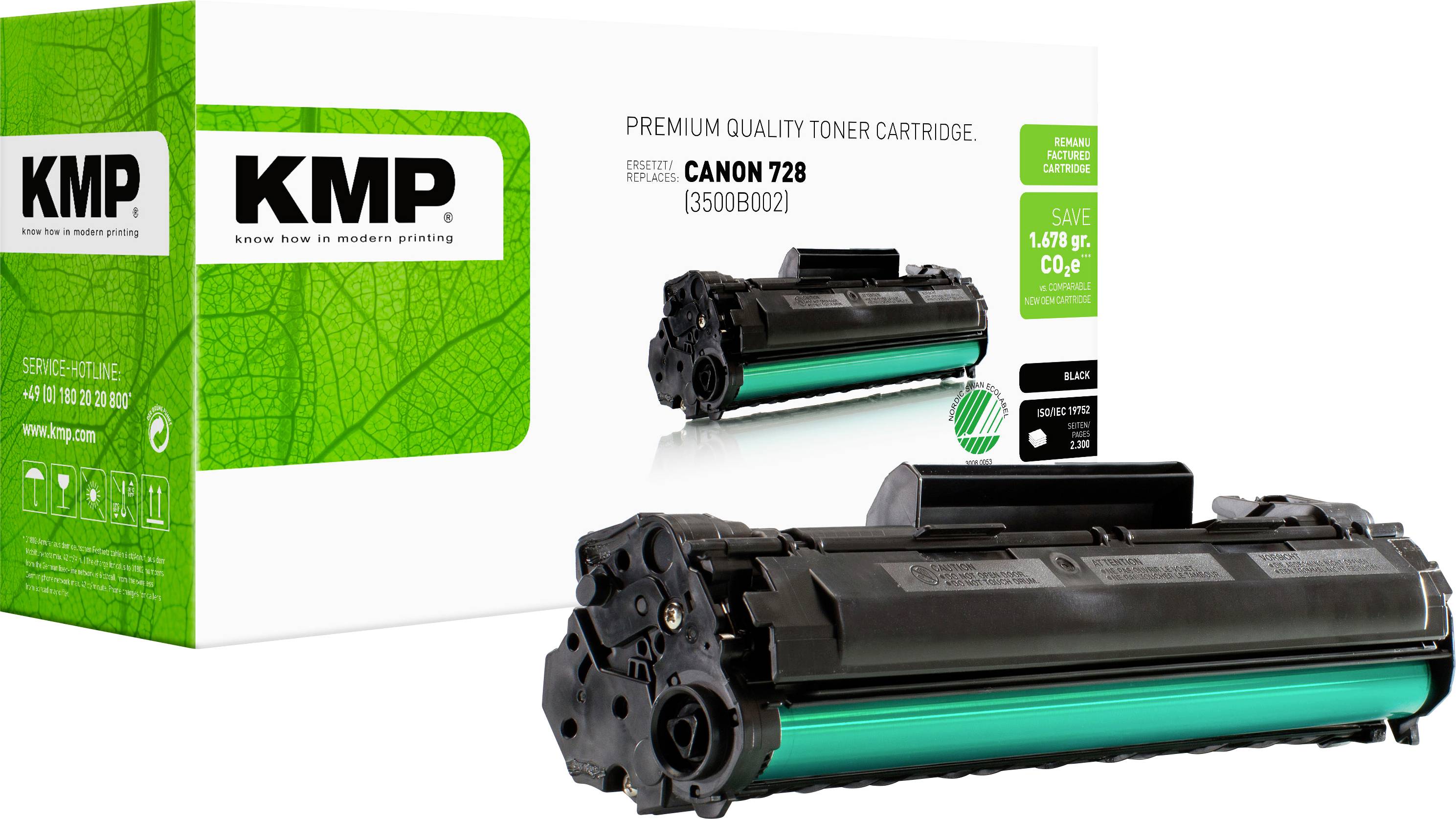 KMP Toner vervangt Canon 728 Compatibel Zwart 2300 bladzijden C-T27 1230,1000