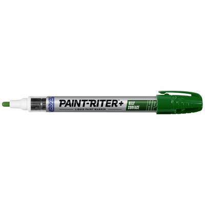 Groene lakmarker 'PAINT-RITER+' met witte punt en groene dop. Geschikt voor gladde oppervlakken.